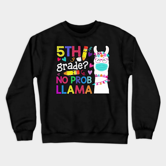 Quarantine Llama 5th Grade 2020 School Social Distance Shirt Funny Back To School Gifts Crewneck Sweatshirt by Alana Clothing